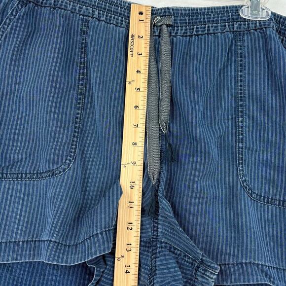 J Crew Seaside Shorts Size XL Indigo Blue Stripe High Rise Pull On Drawstring - Picture 8 of 11